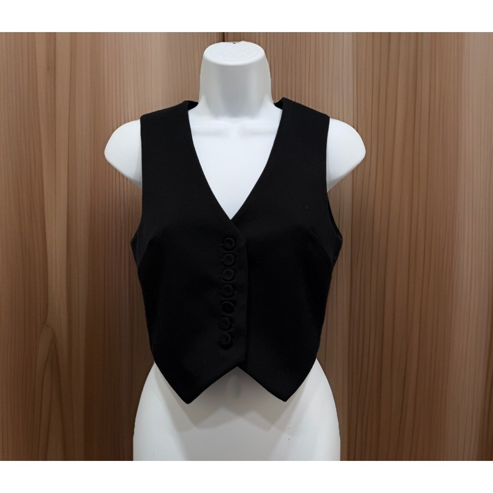 Permanent Vacation Black Suit Vest Cropped Top Sleeveless Dark Academia Boho XS
